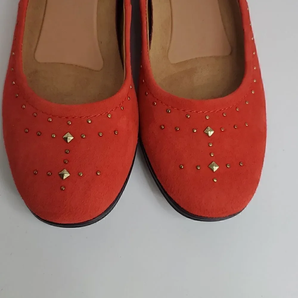 Naturalizer Joana  Red Studded Leather Comfort Flats Size 9N